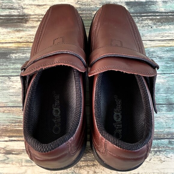 Orthofeet Lincoln Center Monk Strap Loafer Sz 9 Wide Brown Leather Comfort Shoes - Picture 5 of 12